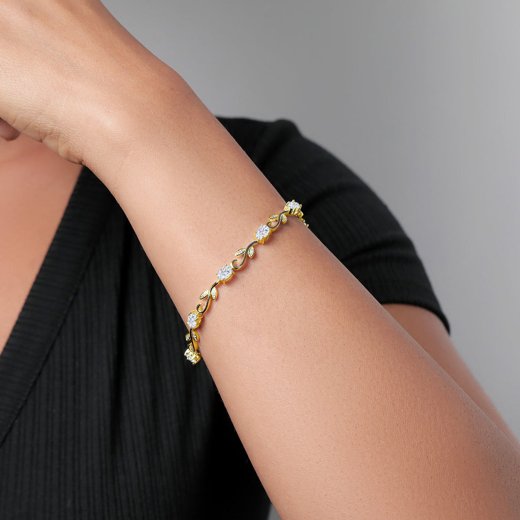 Moissanite_Bracelet in 925 Yellow Gold Plated Silver