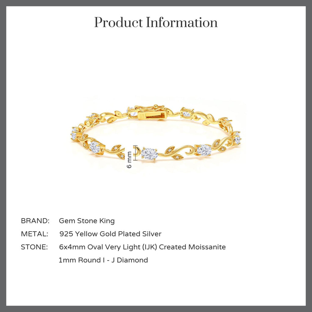 Moissanite_Bracelet in 925 Yellow Gold Plated Silver