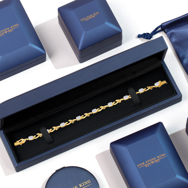 Moissanite_Bracelet in 925 Yellow Gold Plated Silver