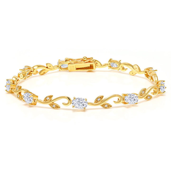 White Moissanite - April_Bracelet in 925 Yellow Gold Plated Silver