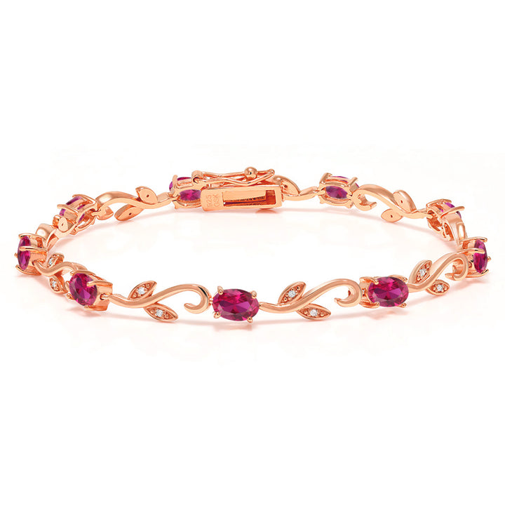 Created Ruby - July_Bracelet in 925 Rose Gold Plated Silver
