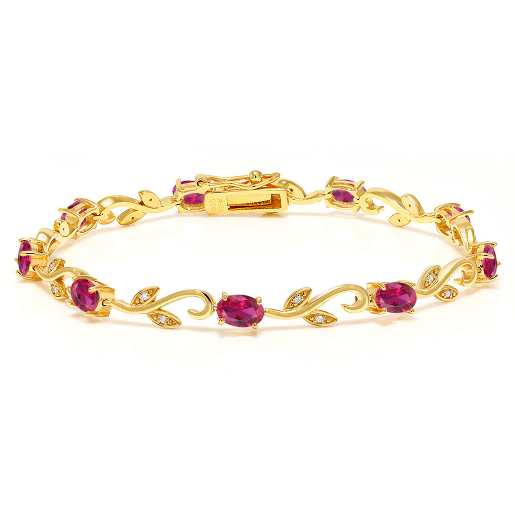 Created Ruby - July_Bracelet in 925 Yellow Gold Plated Silver