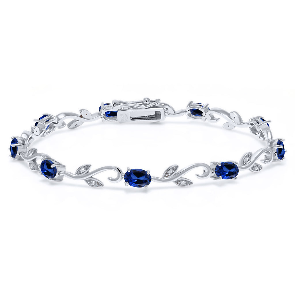 Blue Created Sapphire - September_Bracelet in 925 Sterling Silver