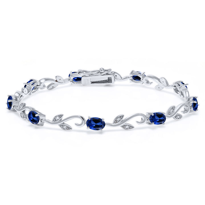 Blue Created Sapphire - September_Bracelet in 925 Sterling Silver