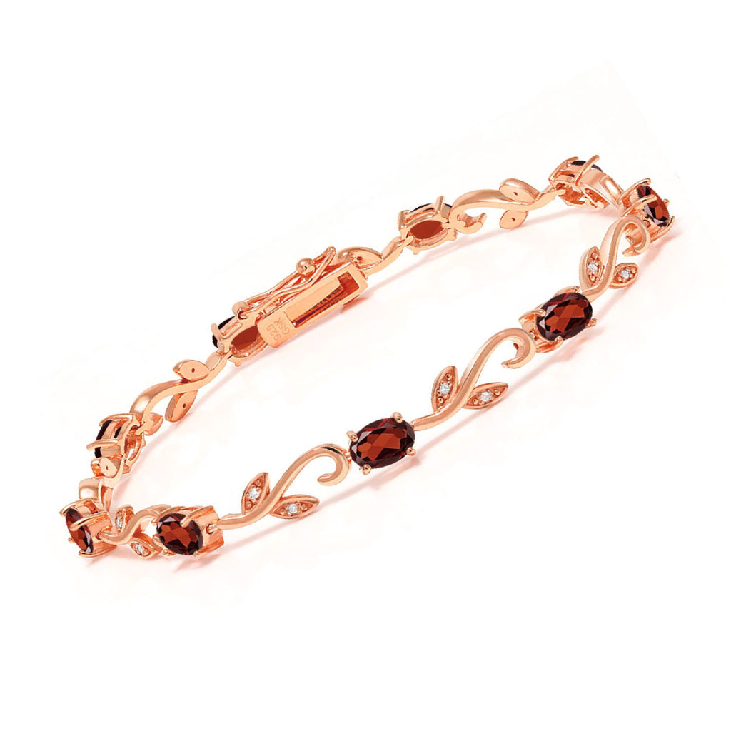 Garnet - January_Bracelet in 925 Rose Gold Plated Silver