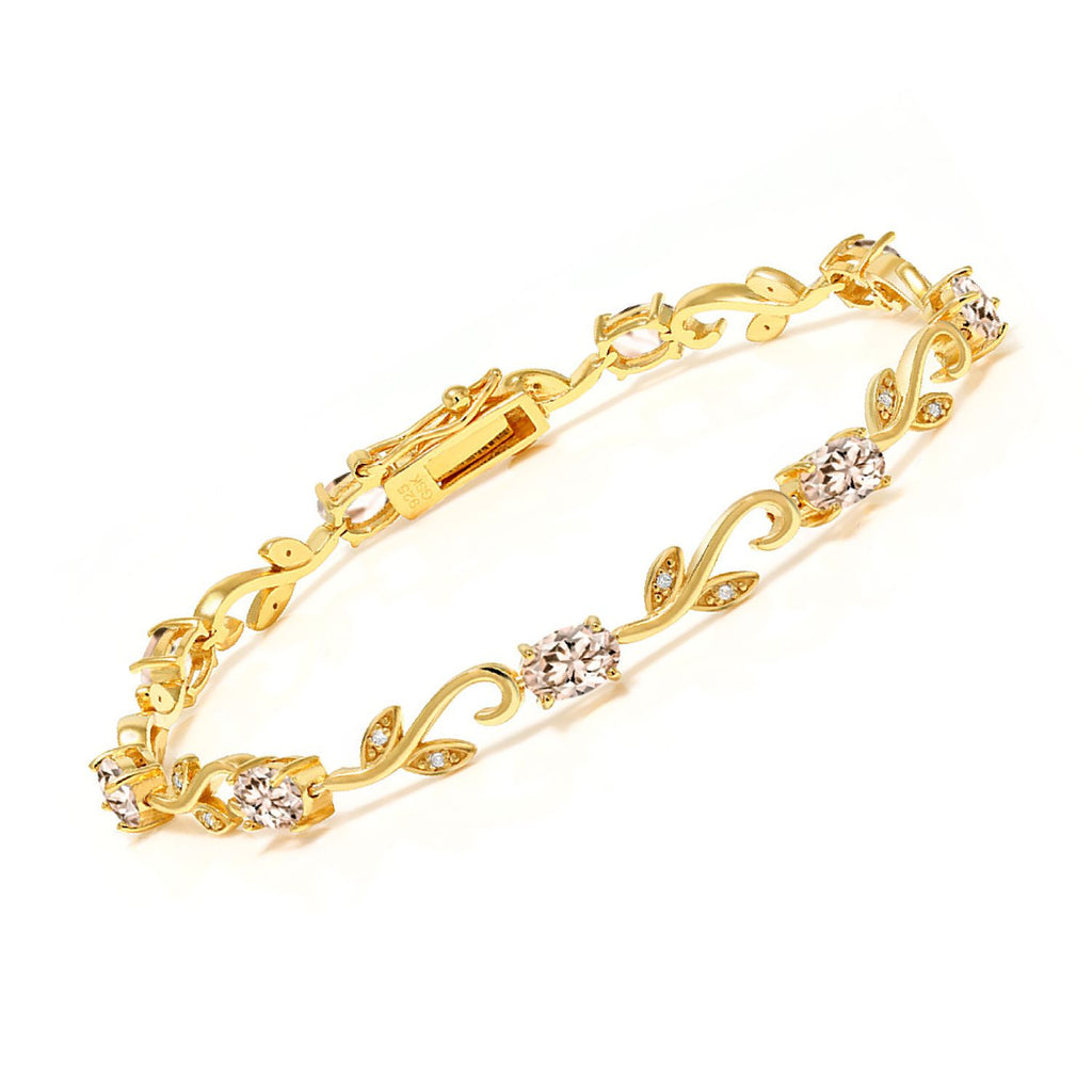 Morganite - October_Bracelet in 925 Yellow Gold Plated Silver