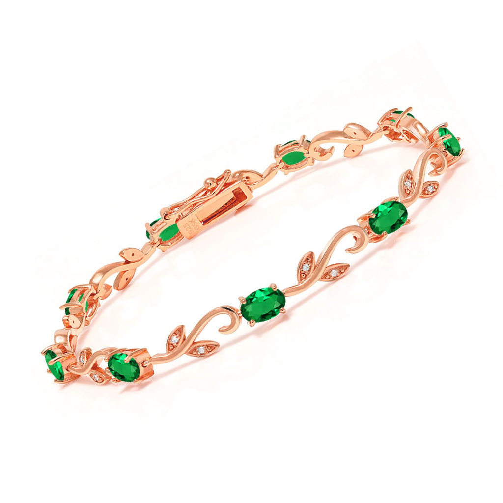 Nano Emerald - May_Bracelet in 925 Rose Gold Plated Silver