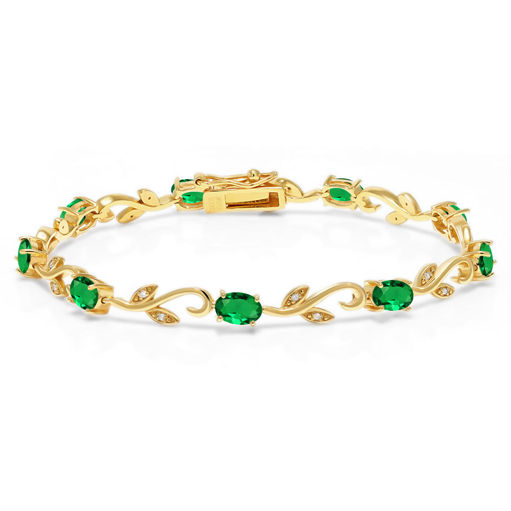 Nano Emerald - May_Bracelet in 925 Yellow Gold Plated Silver