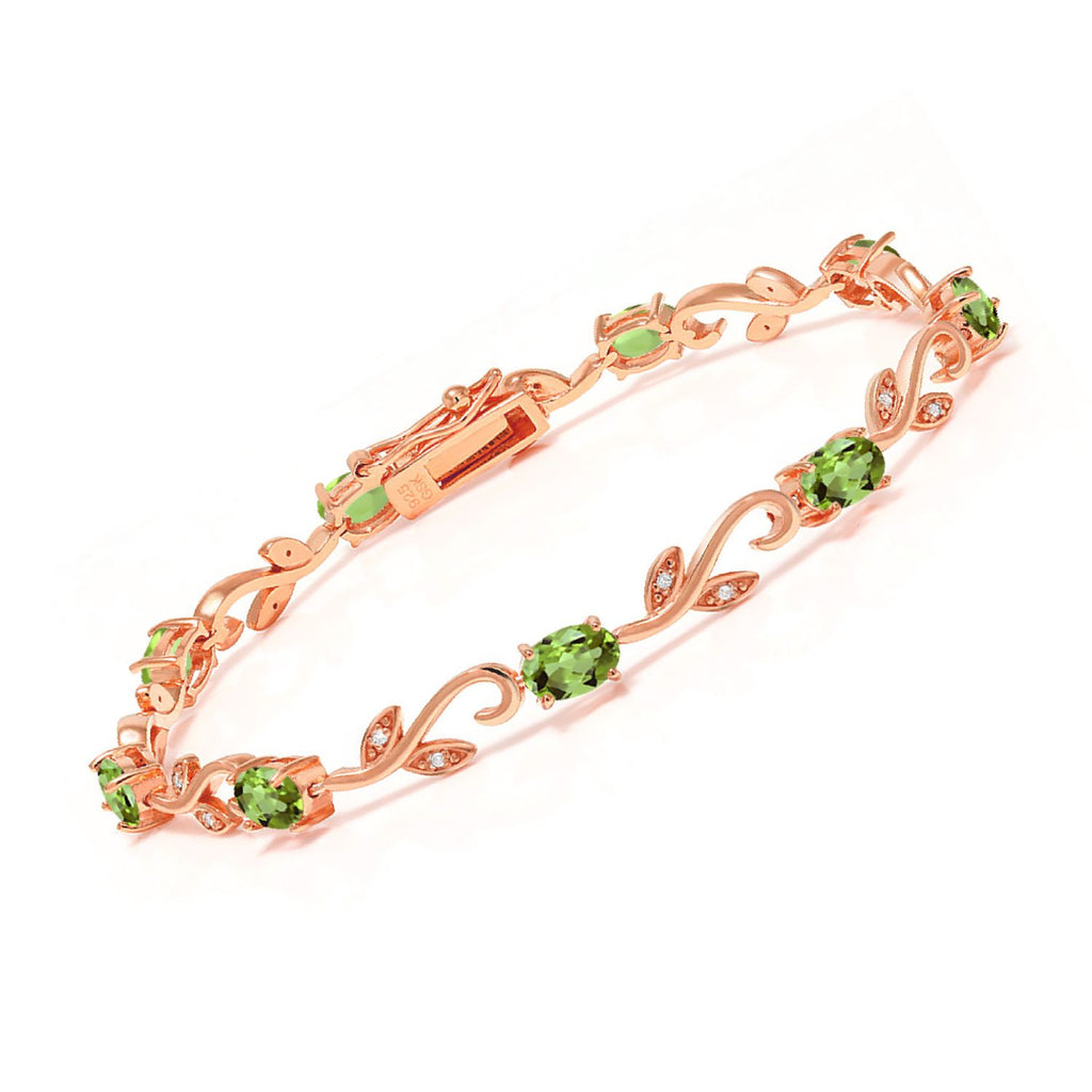 Peridot - August_Bracelet in 925 Rose Gold Plated Silver