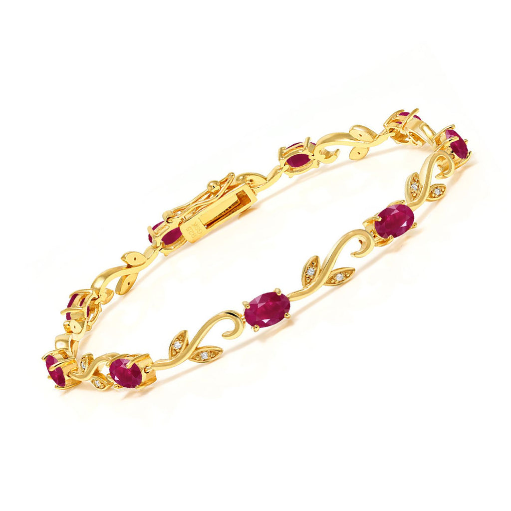 Ruby - July_Bracelet in 925 Yellow Gold Plated Silver