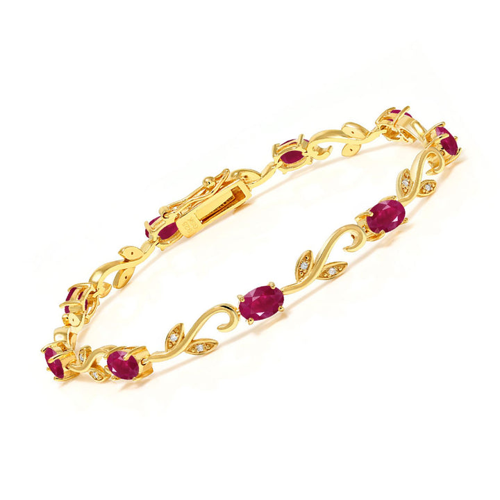 Ruby - July_Bracelet in 925 Yellow Gold Plated Silver