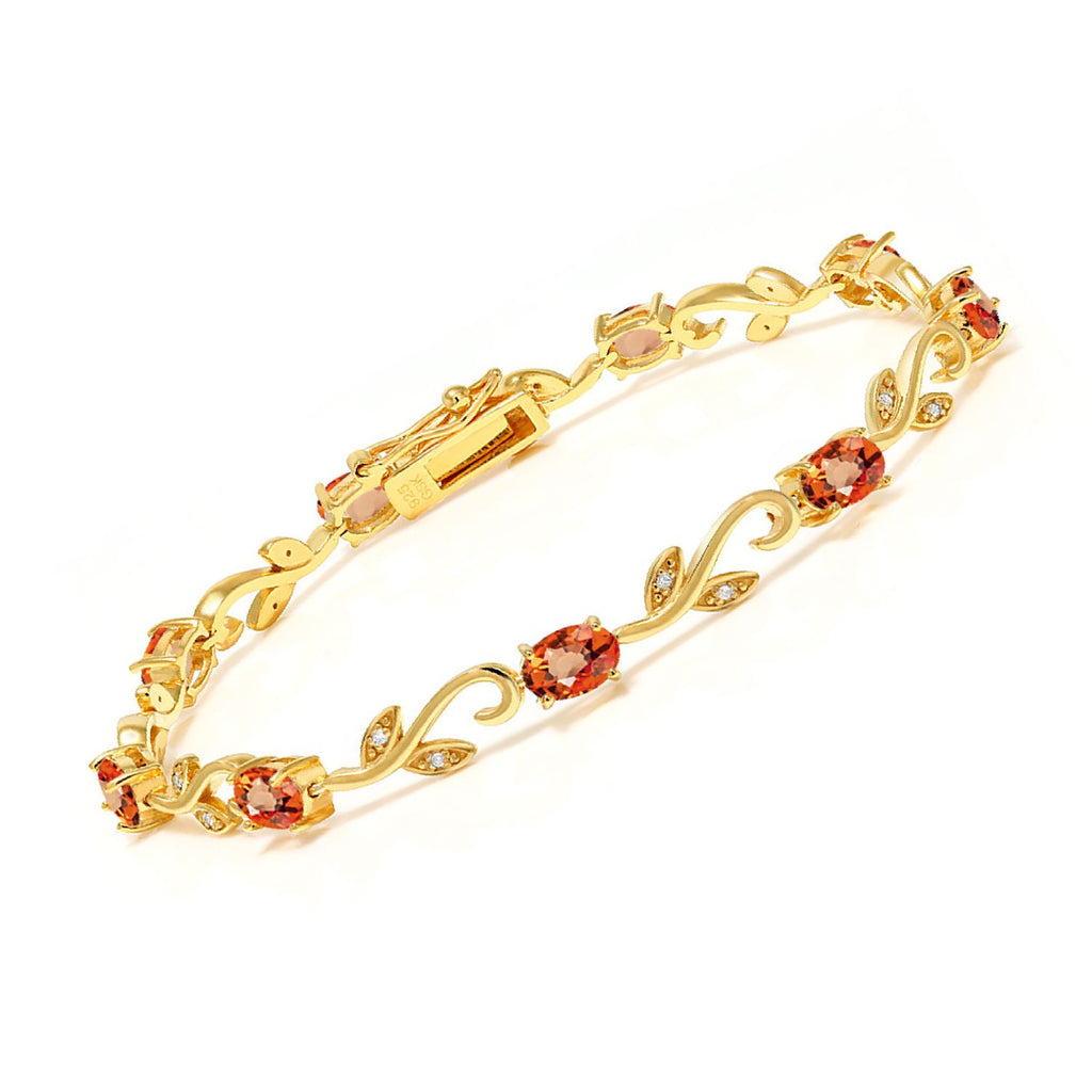 Orange Sapphire - September_Bracelet in 925 Yellow Gold Plated Silver