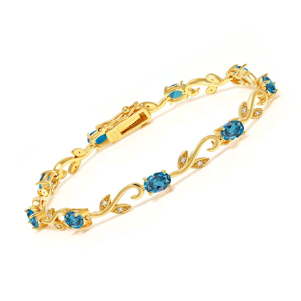 London Blue Topaz - November_Bracelet in 925 Yellow Gold Plated Silver