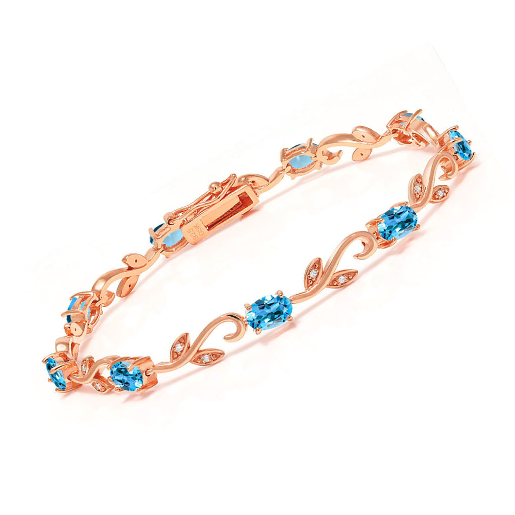 Swiss Blue Topaz - November_Bracelet in 925 Rose Gold Plated Silver