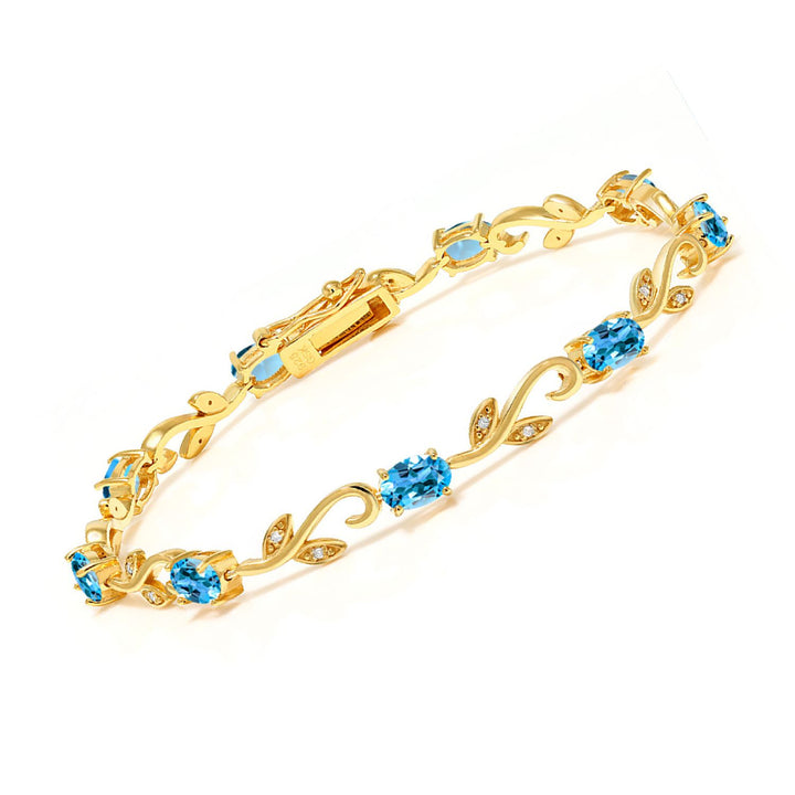 Swiss Blue Topaz - November_Bracelet in 925 Yellow Gold Plated Silver
