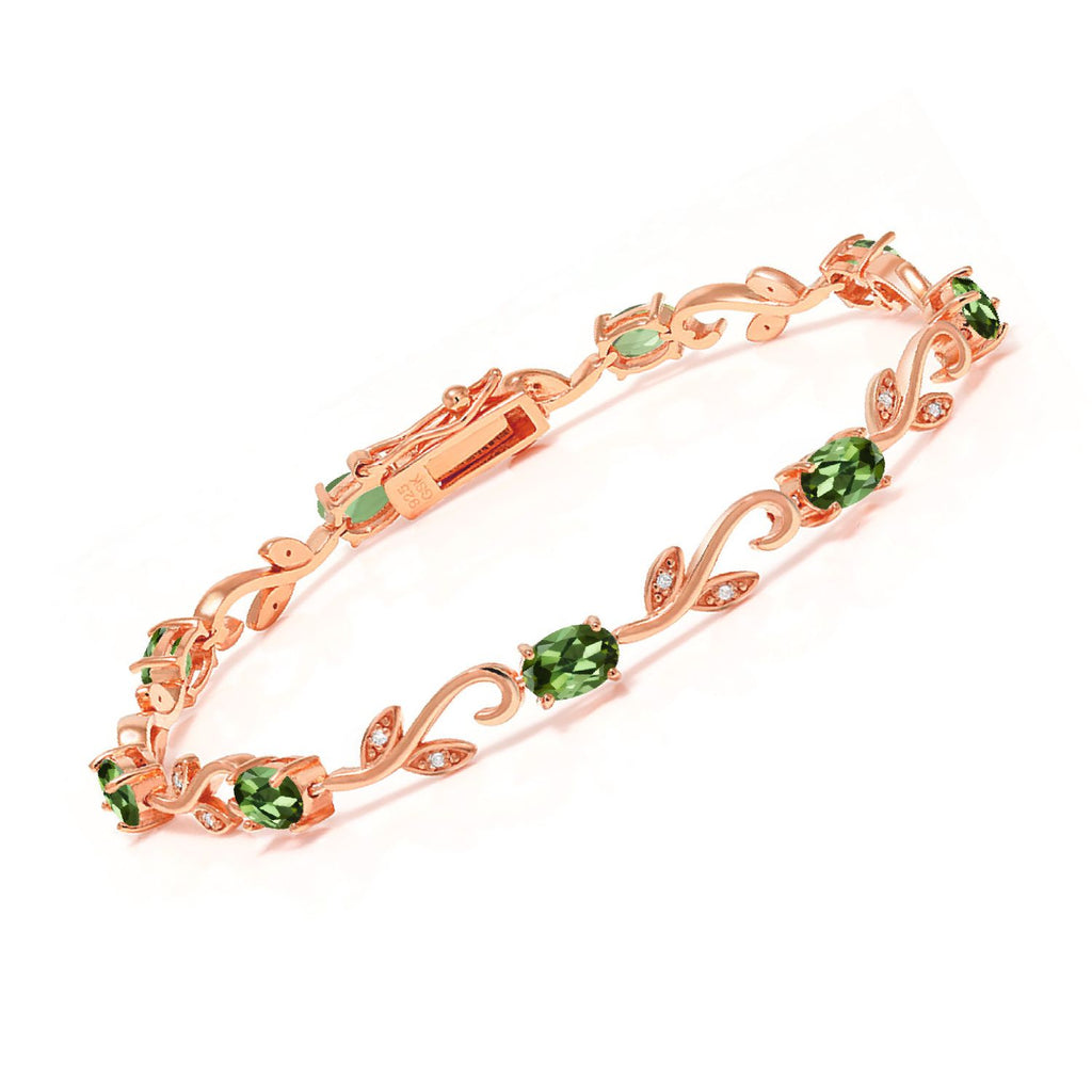 Green Tourmaline - October_Bracelet in 925 Rose Gold Plated Silver