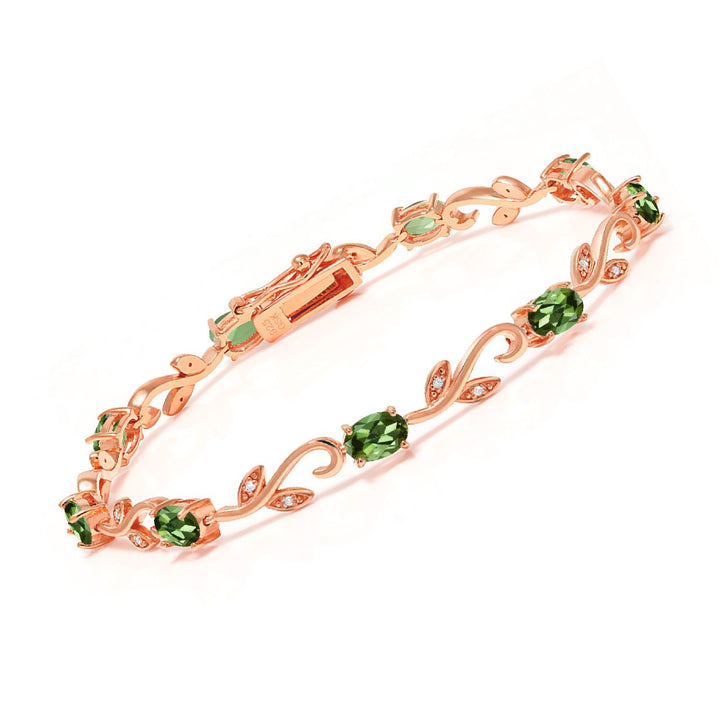Green Tourmaline - October_Bracelet in 925 Rose Gold Plated Silver