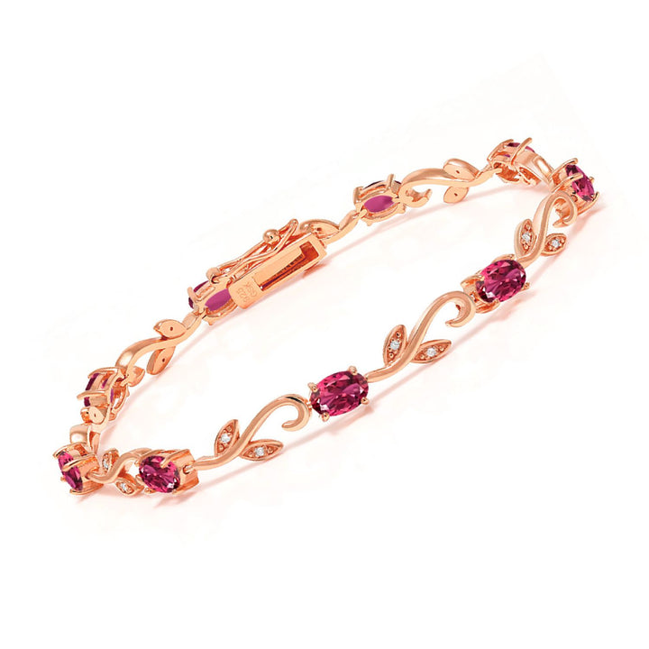 Pink Tourmaline - October_Bracelet in 925 Rose Gold Plated Silver