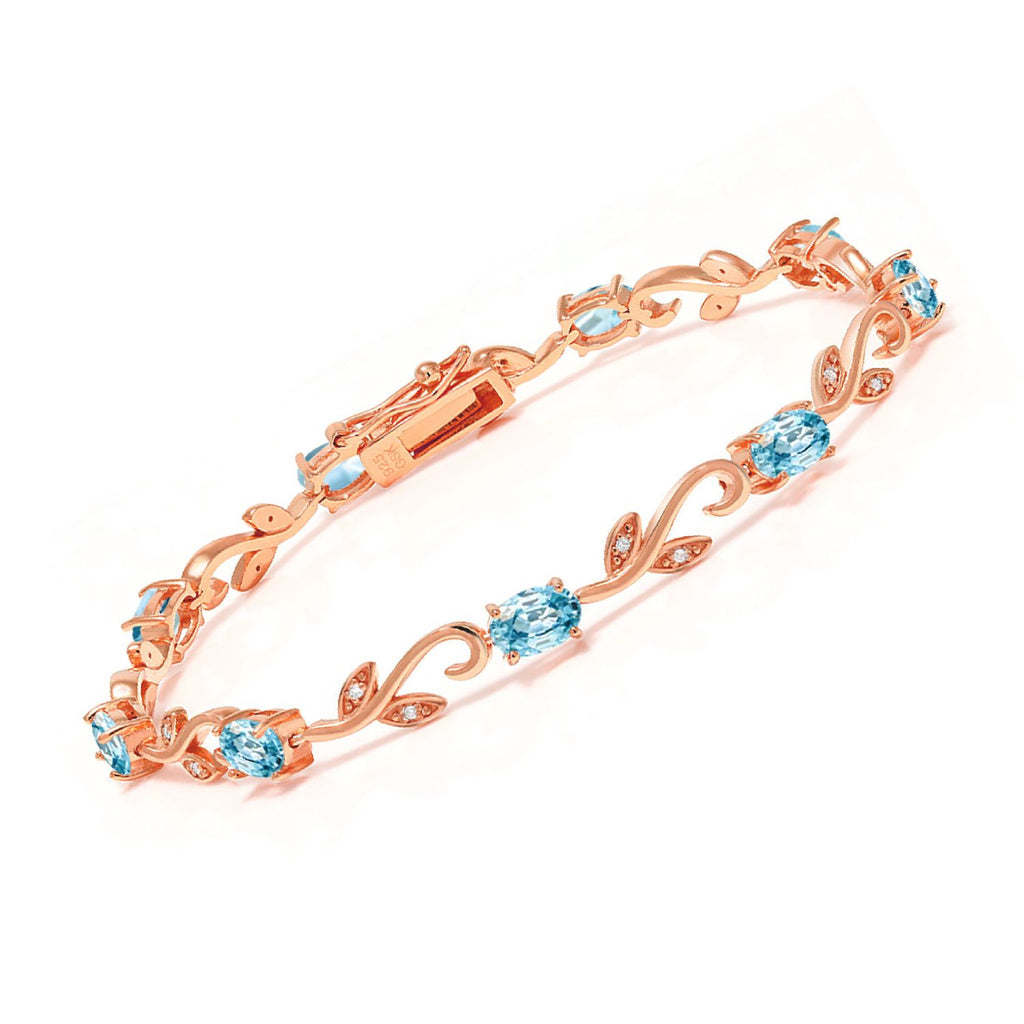 Blue Zircon_Bracelet in 925 Rose Gold Plated Silver