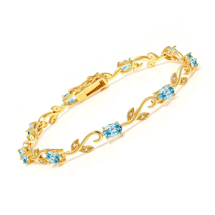Blue Zircon_Bracelet in 925 Yellow Gold Plated Silver