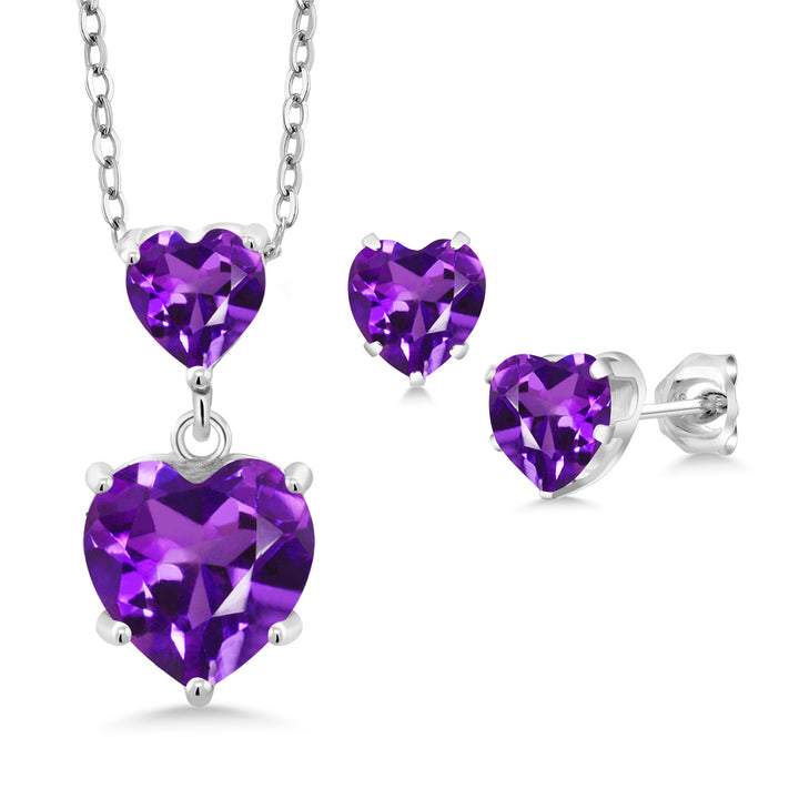 Amethyst - February_Pendant Earrings Set in 925 Sterling Silver
