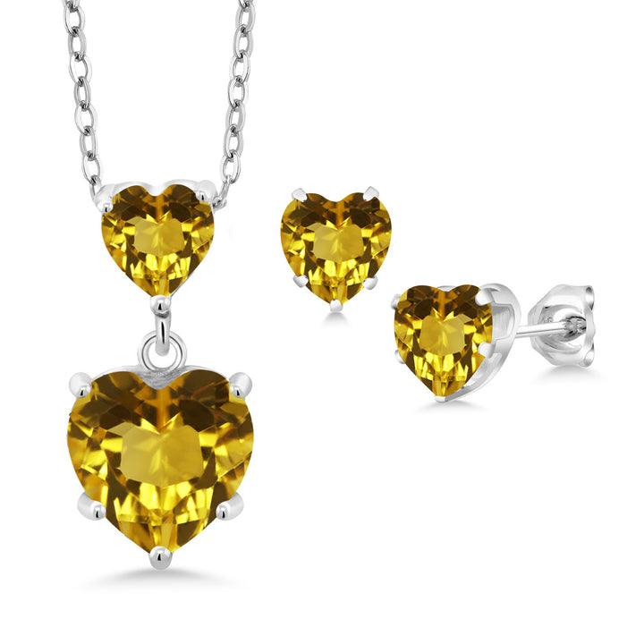 Citrine - November_Pendant Earrings Set in 925 Sterling Silver