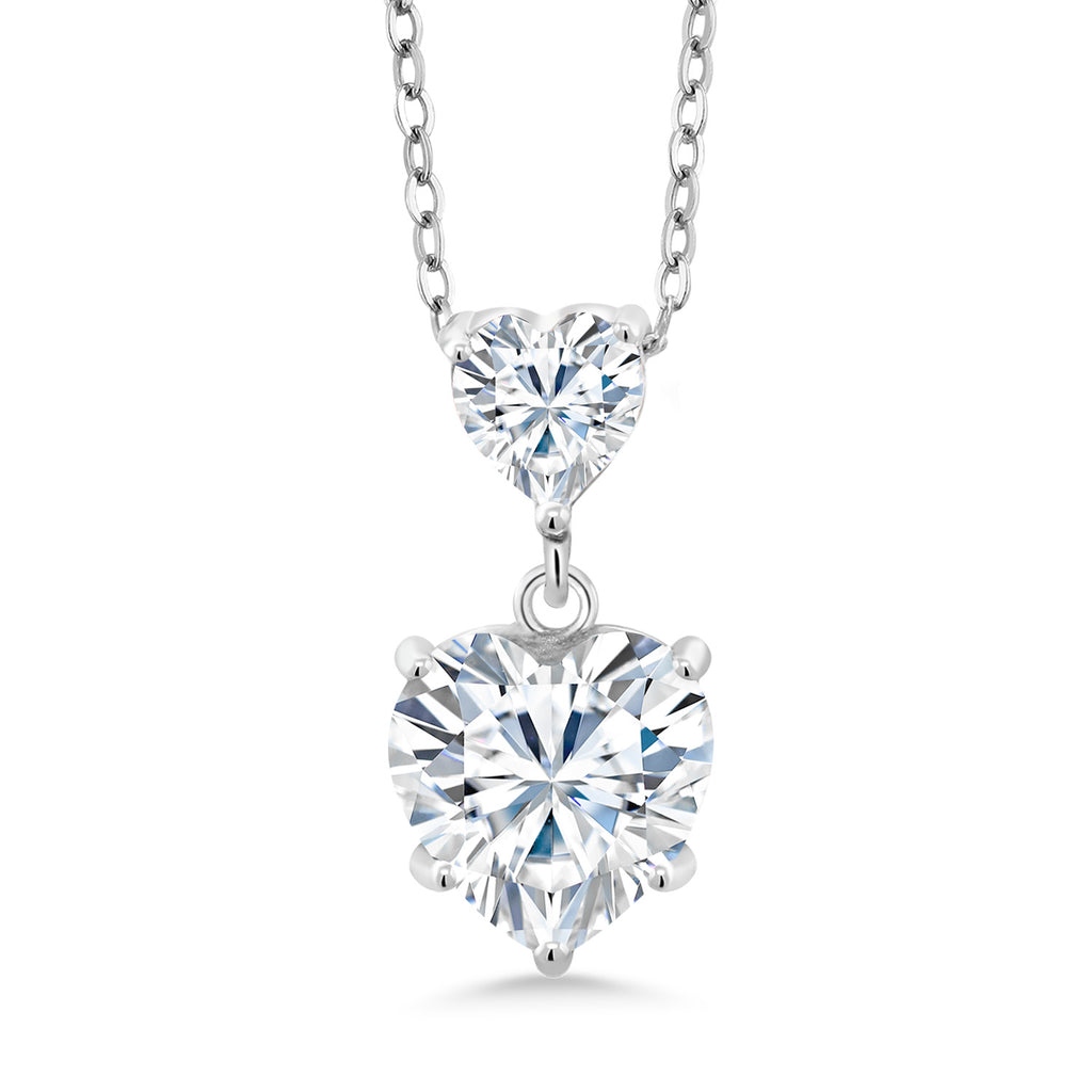 White Moissanite - April_Pendant Earrings Set in 925 Sterling Silver