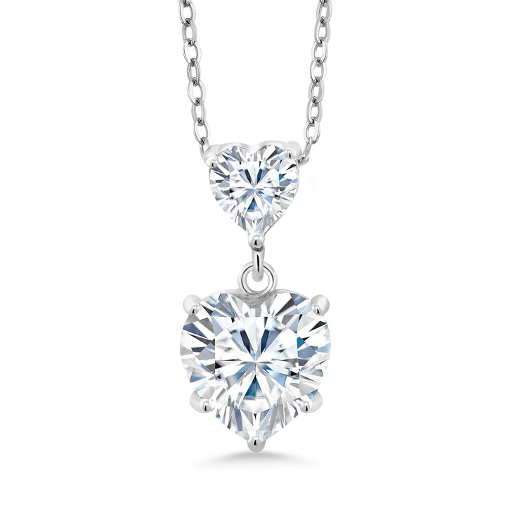 White Moissanite - April_Pendant Earrings Set in 925 Sterling Silver