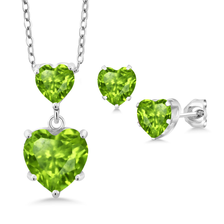 Peridot - August_Pendant Earrings Set in 925 Sterling Silver