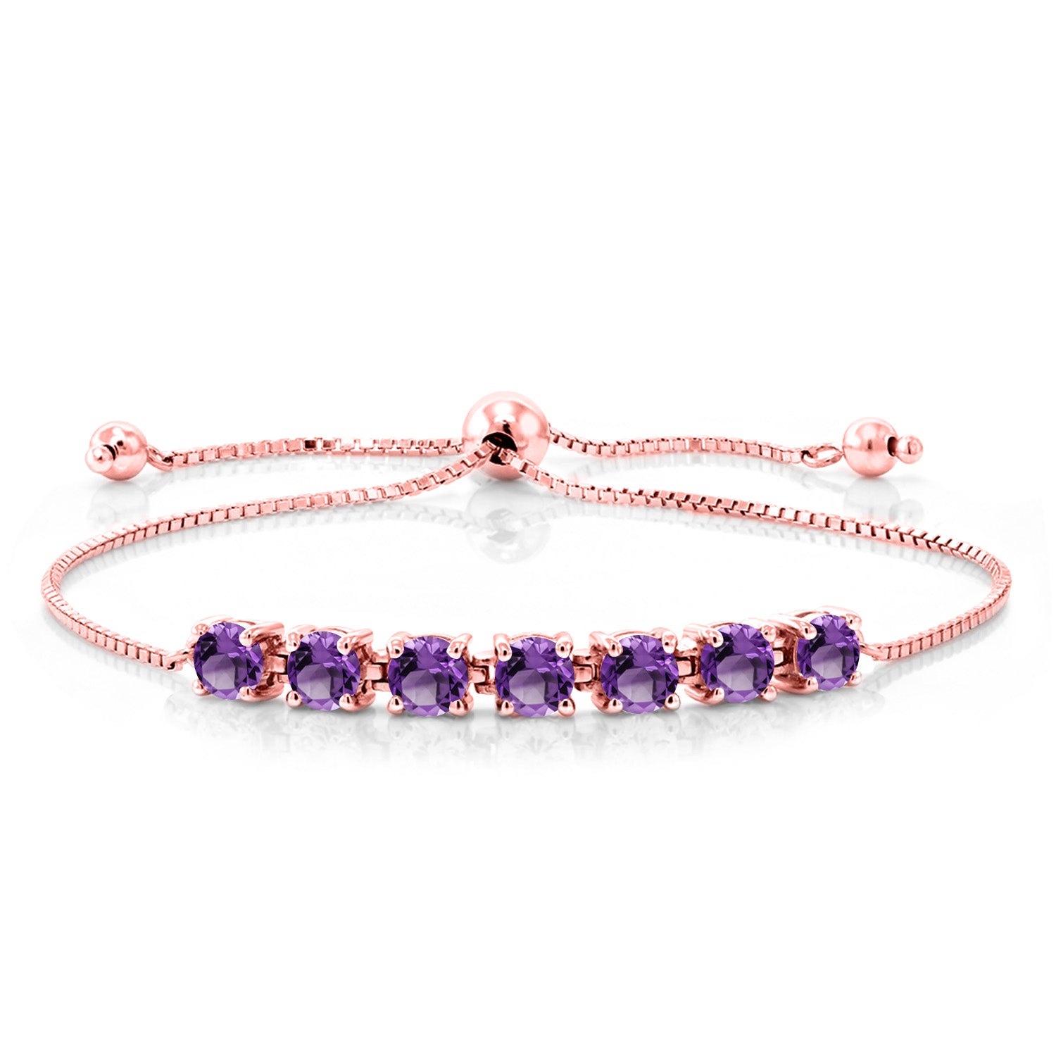Amethyst - February_Bracelet in 925 Rose Gold Plated Silver