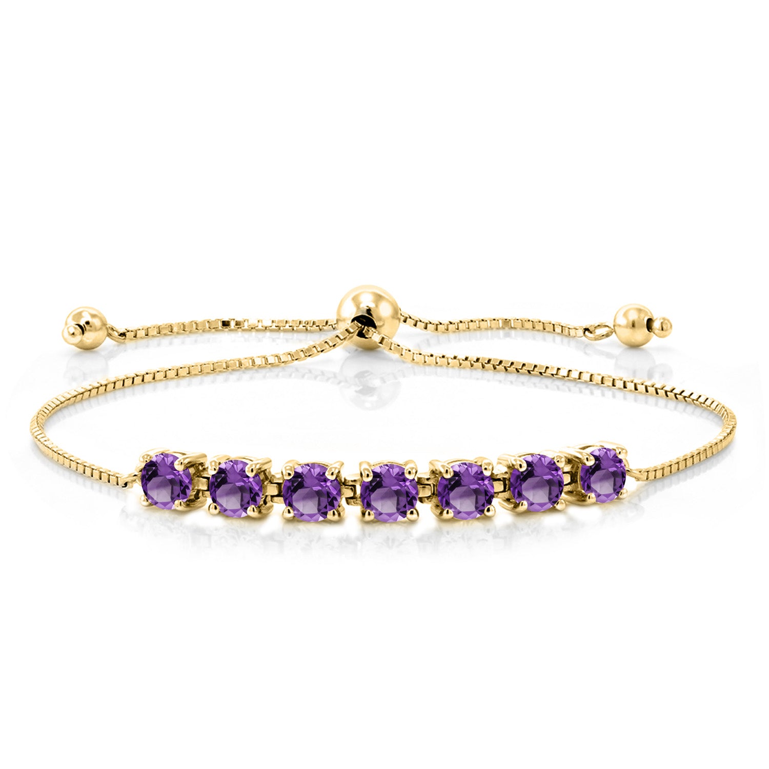 Amethyst - February_Bracelet in 925 Yellow Gold Plated Silver