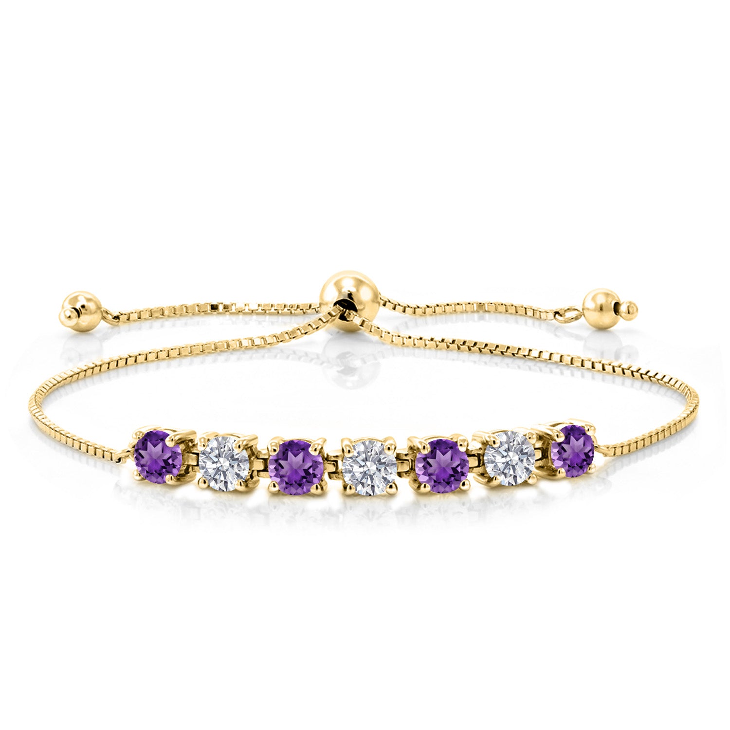 Amethyst - February_Bracelet in 925 Yellow Gold Plated Silver