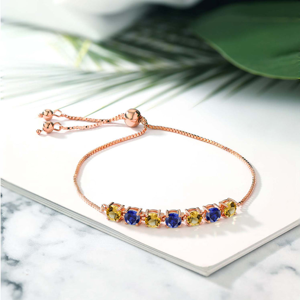 Yellow and Blue_925 Rose Gold Plated Silver_Bracelet in 925 Rose Gold Plated Silver