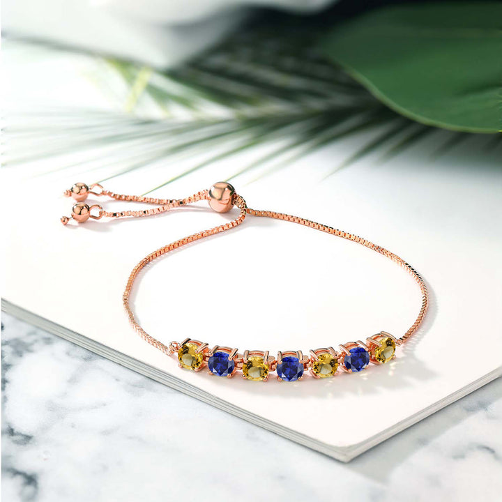 Yellow and Blue_925 Rose Gold Plated Silver_Bracelet in 925 Rose Gold Plated Silver