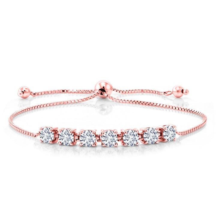 White Moissanite - April_Bracelet in 925 Rose Gold Plated Silver