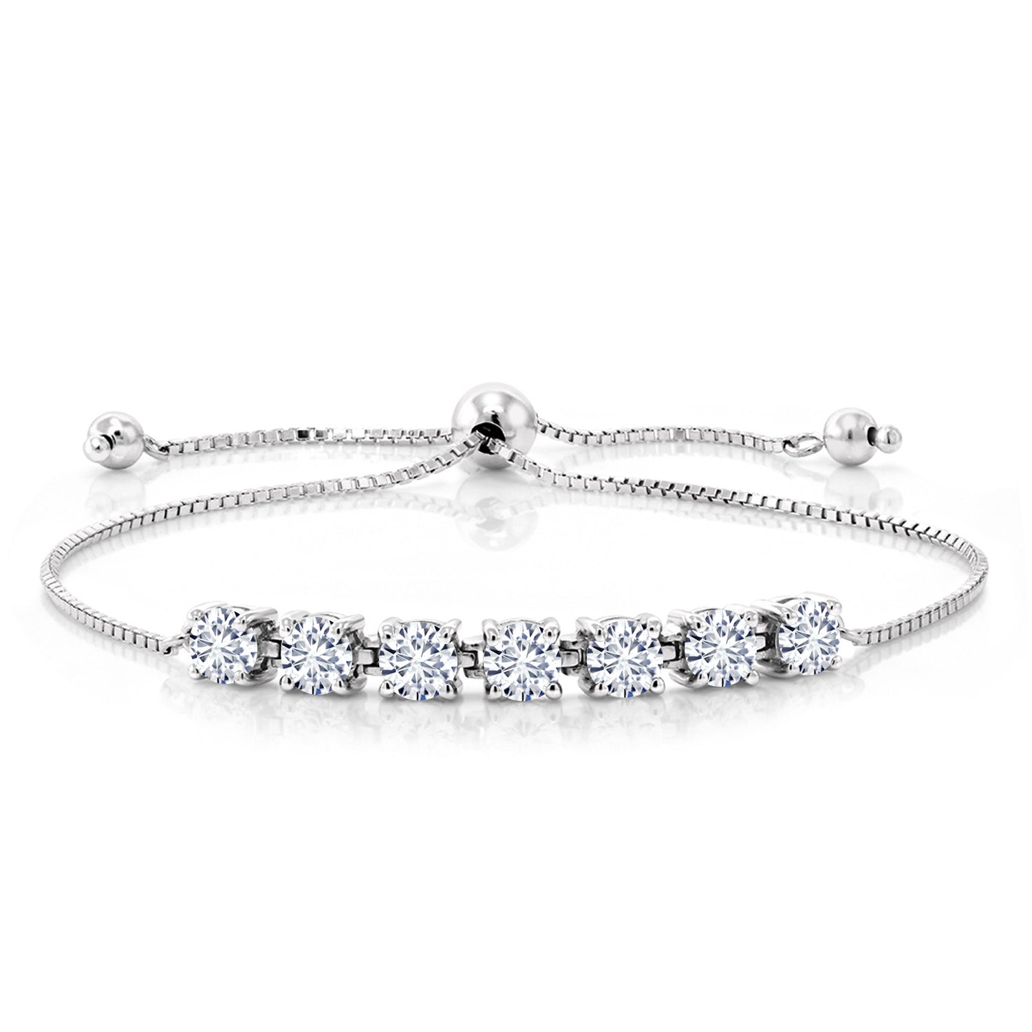 White Moissanite - April_Bracelet in 925 Sterling Silver