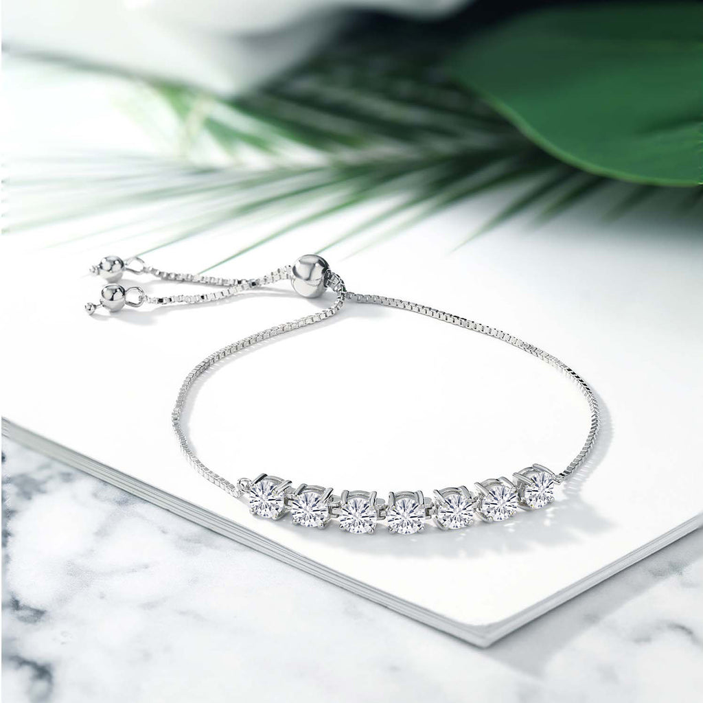 White Moissanite - April_Bracelet in 925 Sterling Silver