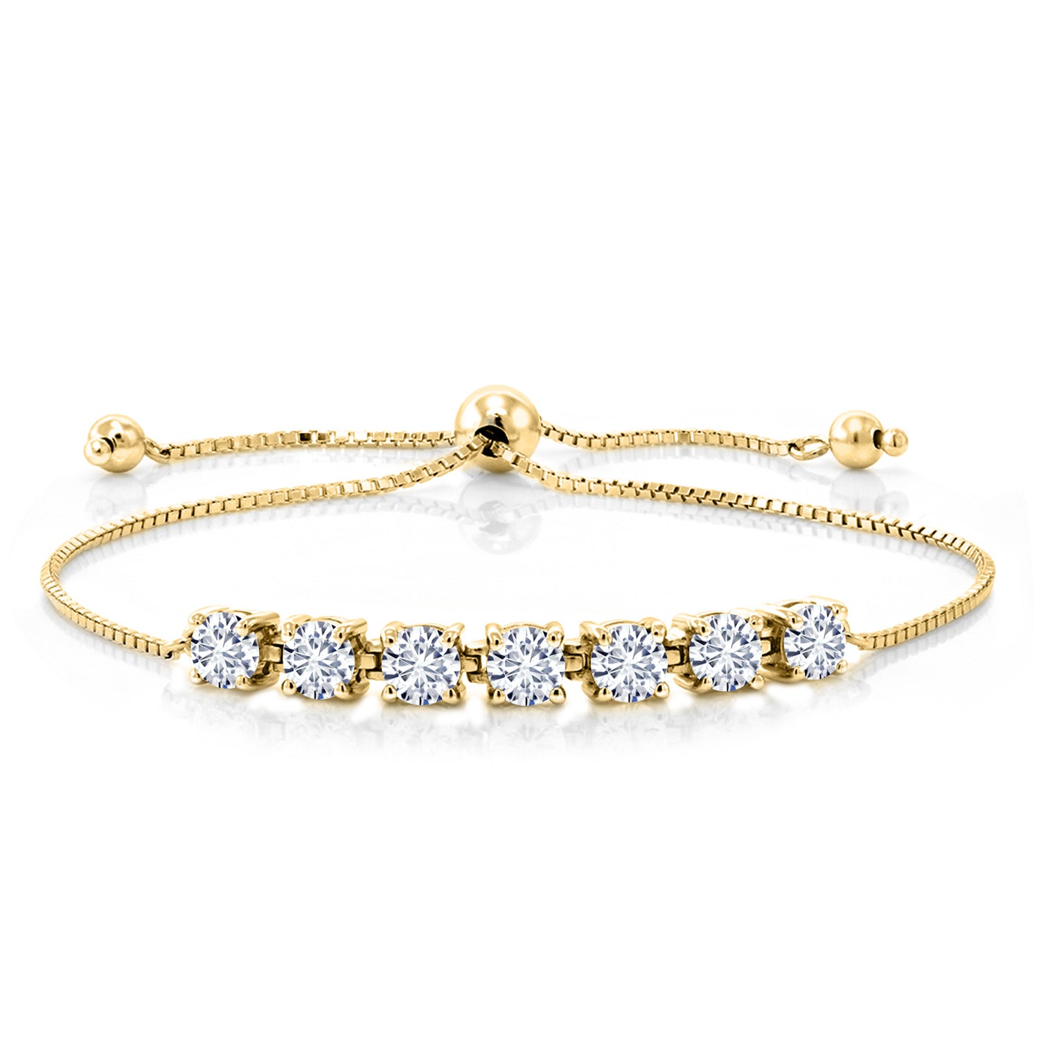 White Moissanite - April_Bracelet in 925 Yellow Gold Plated Silver