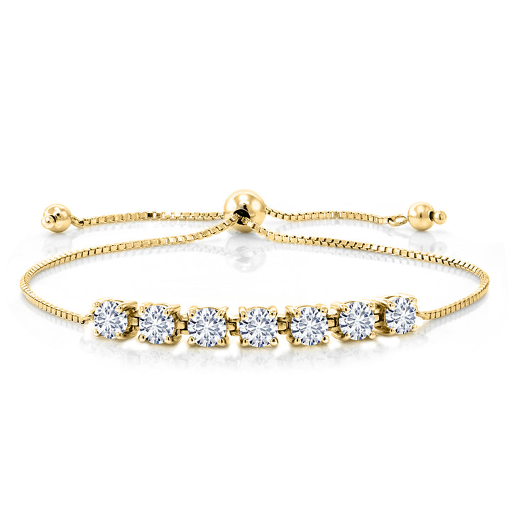 White Moissanite - April_Bracelet in 925 Yellow Gold Plated Silver