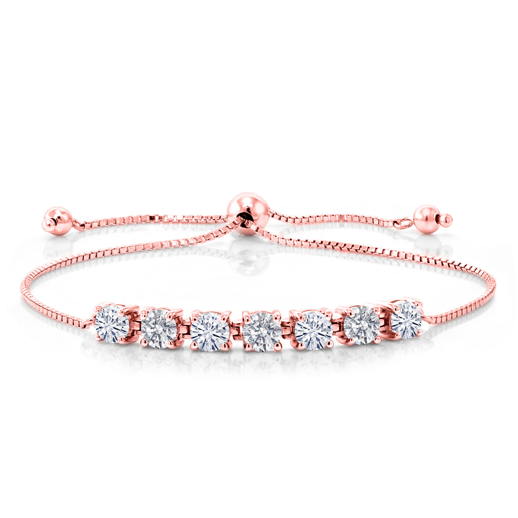 White Moissanite - April_Bracelet in 925 Rose Gold Plated Silver