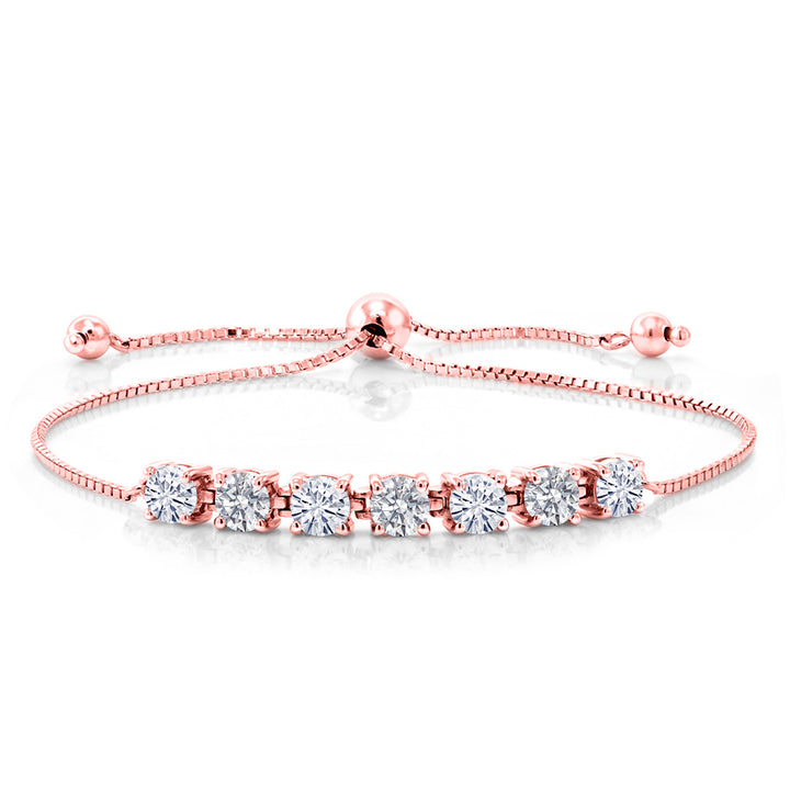 White Moissanite - April_Bracelet in 925 Rose Gold Plated Silver