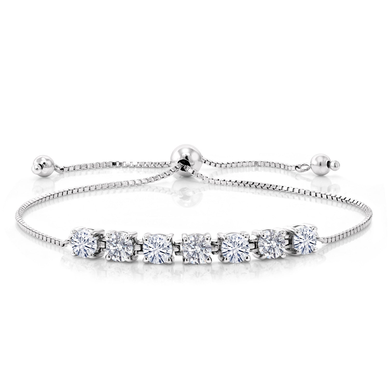 White Moissanite - April_Bracelet in 925 Sterling Silver