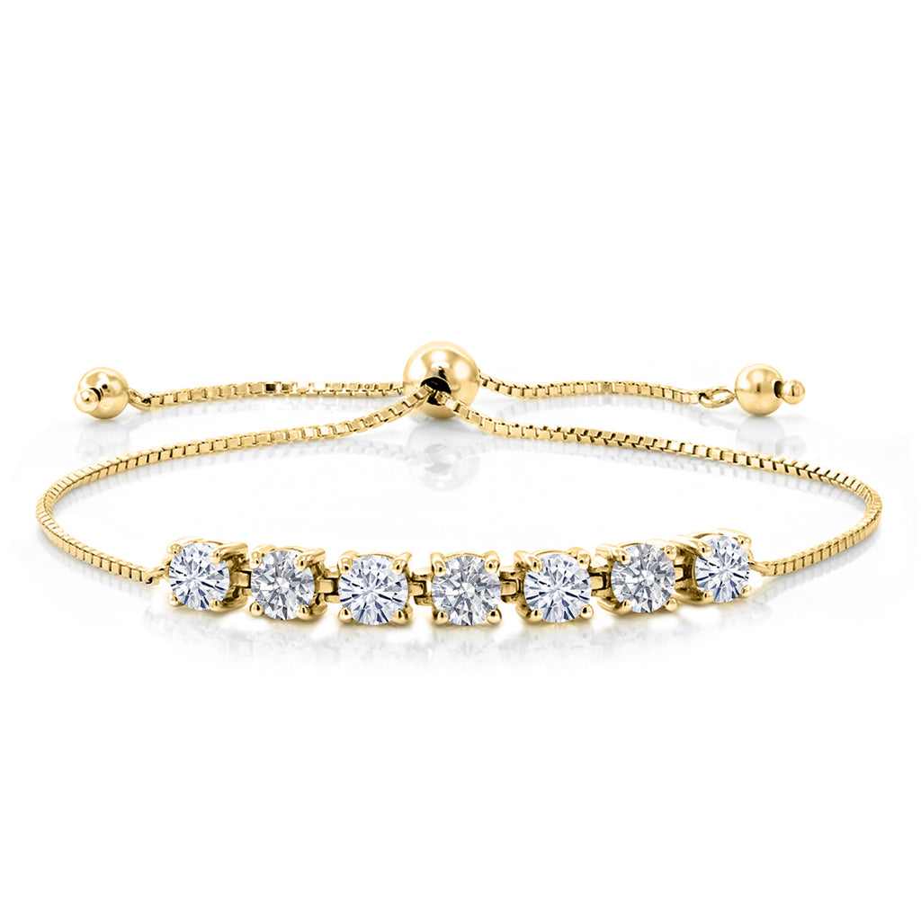 White Moissanite - April_Bracelet in 925 Yellow Gold Plated Silver