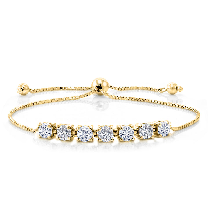 White Moissanite - April_Bracelet in 925 Yellow Gold Plated Silver