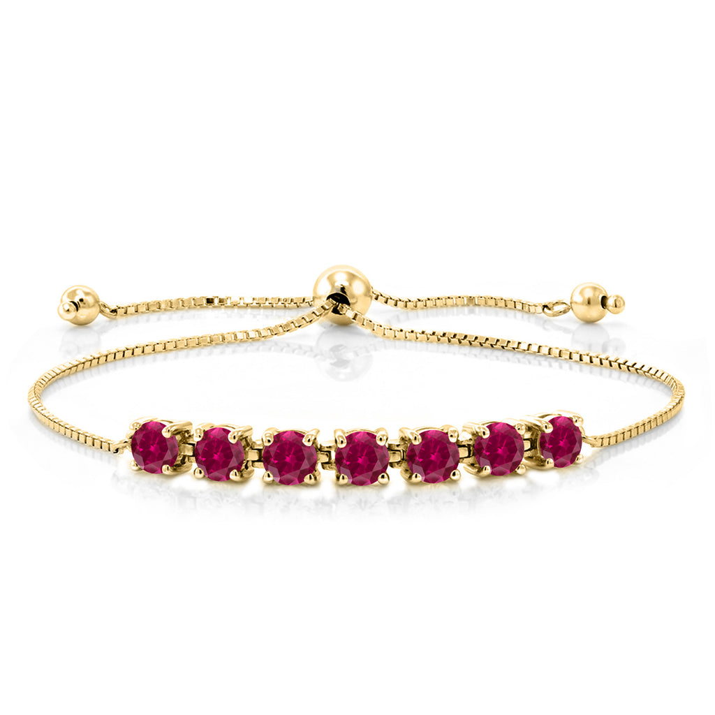Created Ruby - July_Bracelet in 925 Yellow Gold Plated Silver