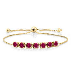 Created Ruby - July_Bracelet in 925 Yellow Gold Plated Silver