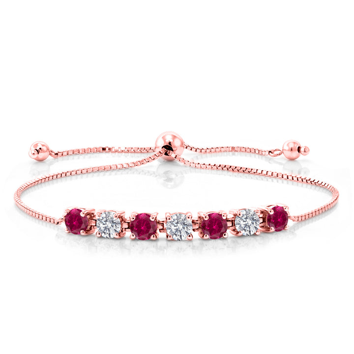 Created Ruby - July_Bracelet in 925 Rose Gold Plated Silver