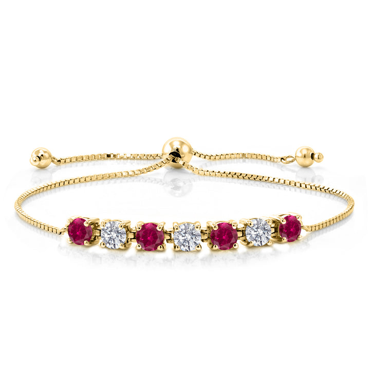 Created Ruby - July_Bracelet in 925 Yellow Gold Plated Silver