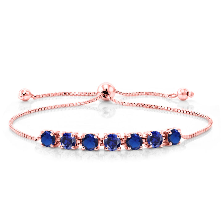 Blue Created Sapphire - September_Bracelet in 925 Rose Gold Plated Silver