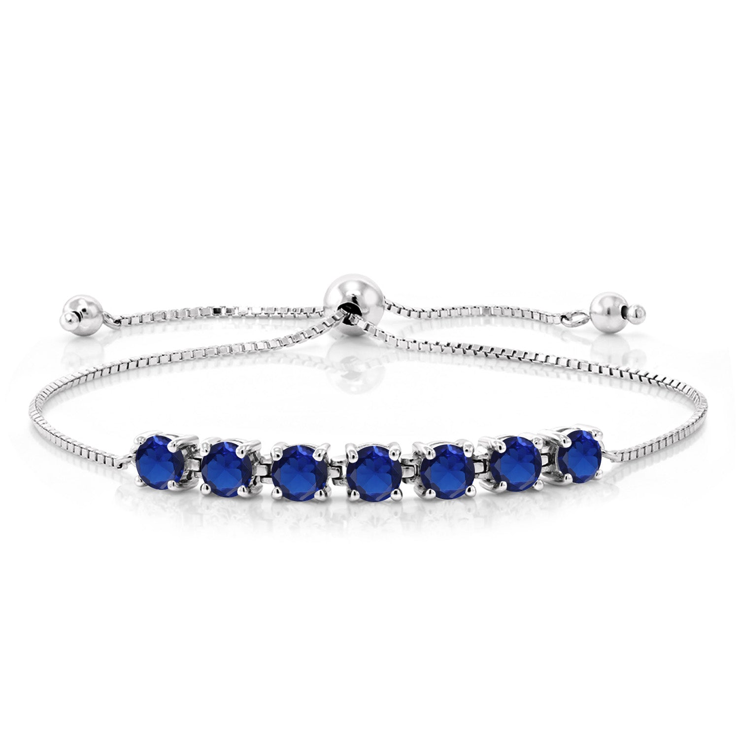 Blue Created Sapphire - September_Bracelet in 925 Sterling Silver